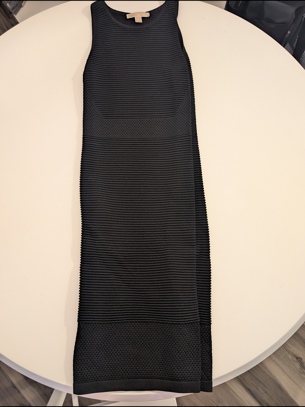Michael Kors Black Ribbed Textured Midi Dress-Skirt
